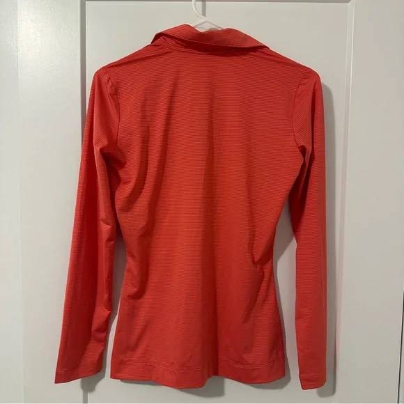 Nike Coral Pink Striped Long Sleeve Golf Polo Size XS Women’s - Picture 6 of 9